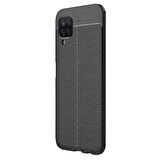Microsonic Samsung Galaxy M12 Kılıf Deri Dokulu Silikon Siyah