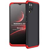 Microsonic Samsung Galaxy M12 Kılıf Double Dip 360 Protective Siyah Kırmızı