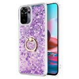 Microsonic Xiaomi Redmi Note 10 Kılıf Glitter Liquid Holder Mor
