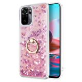 Microsonic Xiaomi Redmi Note 10 Kılıf Glitter Liquid Holder Pembe