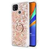 Microsonic Xiaomi Redmi 9C Kılıf Glitter Liquid Holder Gold