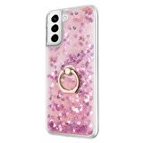 Microsonic Samsung Galaxy S21 FE Kılıf Glitter Liquid Holder Pembe