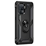 Microsonic Oppo Reno 5 Lite Kılıf Military Ring Holder Siyah