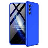 Microsonic Samsung Galaxy S21 FE Kılıf Double Dip 360 Protective Mavi