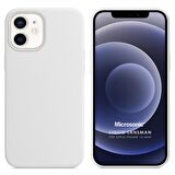 Microsonic Apple iPhone 12 Mini Kılıf Liquid Lansman Silikon Beyaz