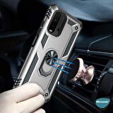 Microsonic Xiaomi Redmi Note 9 4G Kılıf Military Ring Holder Kırmızı