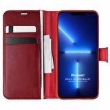 Microsonic Apple iPhone 13 Pro Kılıf Delux Leather Wallet Kırmızı