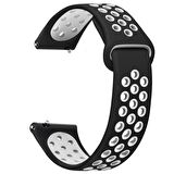 Microsonic Samsung Galaxy Watch 4 44mm Rainbow Sport Band Kordon Siyah Beyaz