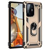 Microsonic Xiaomi Mi 11T Kılıf Military Ring Holder Gold