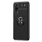 Microsonic Vivo Y53s Kılıf Kickstand Ring Holder Siyah