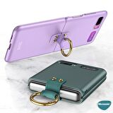 Microsonic Samsung Galaxy Z Flip Kılıf Ring Fall Platinum Koyu Yeşil