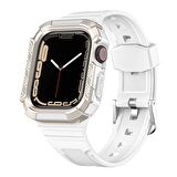 Microsonic Apple Watch 7 41mm Kordon Dual Apex Resist Beyaz Gold