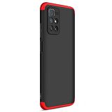 Microsonic Xiaomi Redmi 10 2022 Kılıf Double Dip 360 Protective Siyah Kırmızı