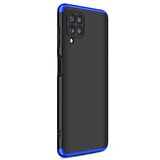 Microsonic Samsung Galaxy M22 Kılıf Double Dip 360 Protective Siyah Mavi