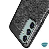 Microsonic Samsung Galaxy M23 Kılıf Deri Dokulu Silikon Siyah