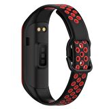 Microsonic Samsung Galaxy Fit 2 R220 Rainbow Sport Band Kordon Siyah Kırmızı