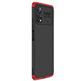 Microsonic Xiaomi Poco X4 Pro 5G Kılıf Double Dip 360 Protective Siyah Kırmızı