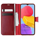 Microsonic Samsung Galaxy M13 Kılıf Delux Leather Wallet Kırmızı