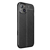 Microsonic Apple iPhone 14 Kılıf Deri Dokulu Silikon Siyah