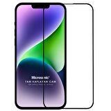 Microsonic Apple Uyumlu iPhone 14 Plus Tam Kaplayan Temperli Cam Ekran Koruyucu Siyah