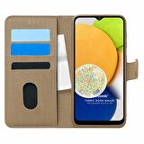 Microsonic Samsung Galaxy A03 Kılıf Fabric Book Wallet Gold