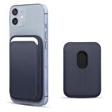 Microsonic Apple iPhone 12 Leather Wallet MagSafe Lacivert