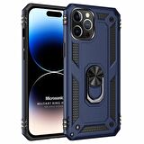 Microsonic Apple iPhone 14 Pro Kılıf Military Ring Holder Lacivert