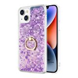 Microsonic Apple iPhone 14 Kılıf Glitter Liquid Holder Mor