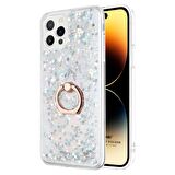 Microsonic Apple iPhone 14 Pro Kılıf Glitter Liquid Holder Gümüş