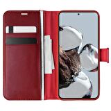 Microsonic Xiaomi Mi 12T Pro Kılıf Delux Leather Wallet Kırmızı