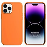 Microsonic Apple iPhone 14 Pro Kılıf Liquid Lansman Silikon Turuncu