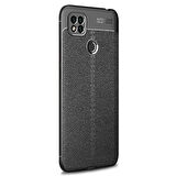 Microsonic Xiaomi Redmi 10A Kılıf Deri Dokulu Silikon Siyah