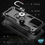 Microsonic Xiaomi Redmi 12C Kılıf Military Ring Holder Lacivert