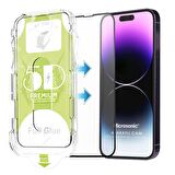 Microsonic Apple Uyumlu iPhone 14 Pro Max Magic Uygulama Aparatlı Tam Kapatan Ekran Koruyucu Siyah