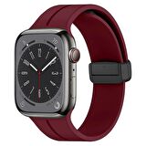 Microsonic Apple Watch SE 44mm Kordon Ribbon Line Bordo