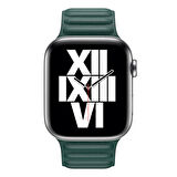 Microsonic Apple Watch Series 9 45mm Kordon Leather Link Band Koyu Yeşil