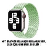 Microsonic Apple Watch Series 9 45mm Kordon, (Medium Size, 147mm) Braided Solo Loop Band Açık Yeşil