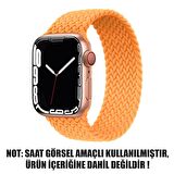 Microsonic Apple Watch Series 9 45mm Kordon, (Large Size, 160mm) Braided Solo Loop Band Turuncu