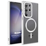 Microsonic Samsung Galaxy S23 Ultra Kılıf MagSafe Luxury Electroplate Gümüş