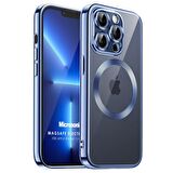 Microsonic Apple iPhone 12 Pro Kılıf MagSafe Luxury Electroplate Mavi