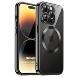 Microsonic Apple iPhone 14 Pro Kılıf MagSafe Luxury Electroplate Siyah