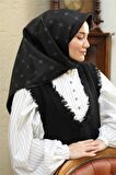 Silk Home Siyah Desenli Tivil İpek Eşarp 11392-02