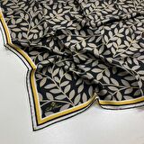 Silk Home Siyah Yaprak Desenli Tivil İpek Eşarp 11397-45
