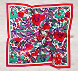 Silk Home Mor-Anestezi Yeşili Desenli Tivil İpek Eşarp 11405-04