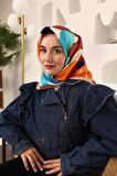Silk Home Turuncu-Kiremit Çiçek Desen Tivil İpek Eşarp 11408-20