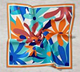 Silk Home Turuncu-Kiremit Çiçek Desen Tivil İpek Eşarp 11408-20