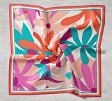 Silk Home Pembe-Pudra Çiçek Desen Tivil İpek Eşarp 11408-38