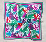 Silk Home Mint Yeşili-Beyaz Yaprak Desen Tivil İpek Eşarp 11406-01