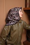 Silk Home Koyu Yeşil-Koyu Vişne Çürüğü Çiçek Desen Tivil İpek Eşarp 11419-51