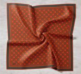  Silk Home Antrasit Turuncu Karma Desen Tivil İpek Eşarp 11424-19